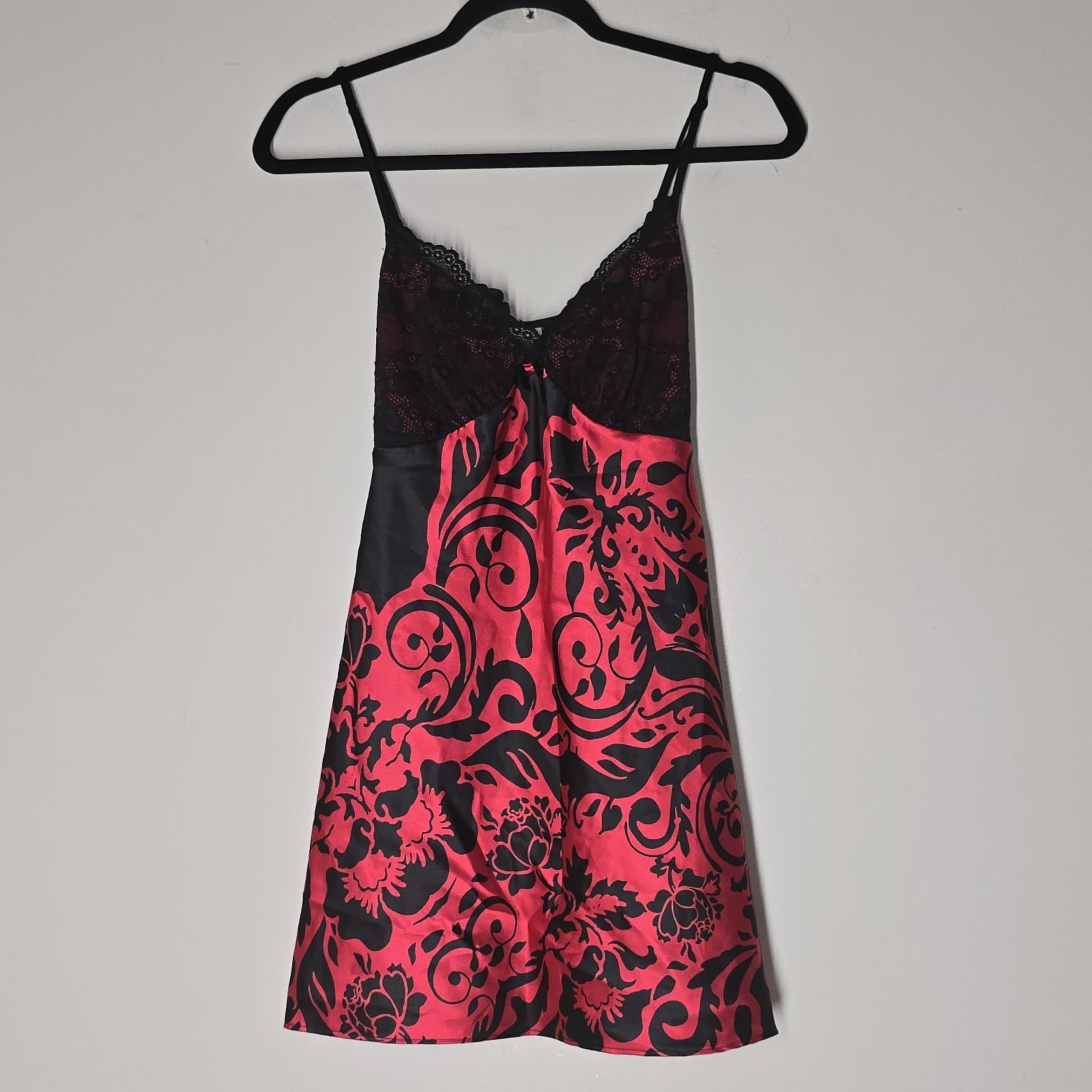 In Bloom Y2K Slip Dress Silky Satin Babydoll Lace Bust Tie Waist Womens Size L