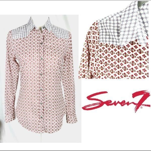 SEVEN Long Sleeve Blouse Small Cotton Western Boho Cowgirl Appeal