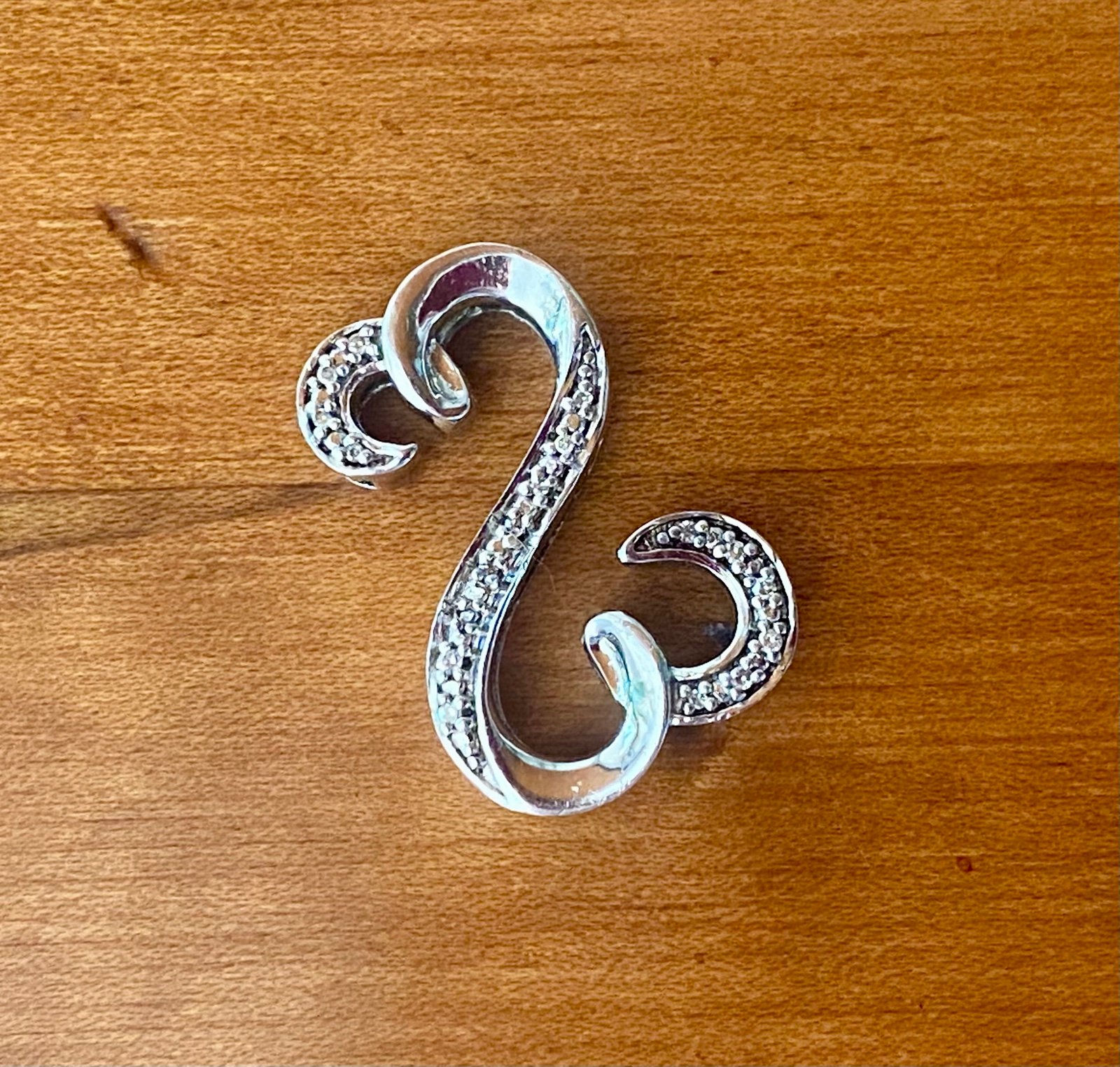 Jane Seymour Sterling Silver Open Hearts Diamond Pendant