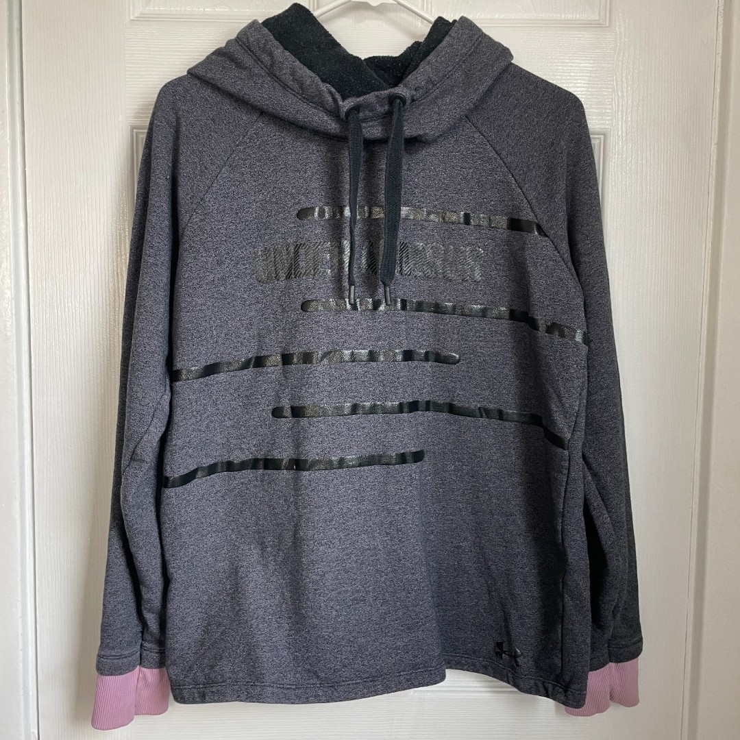 Under Armour grey Threadborne logo graphic funnel neck hoodie