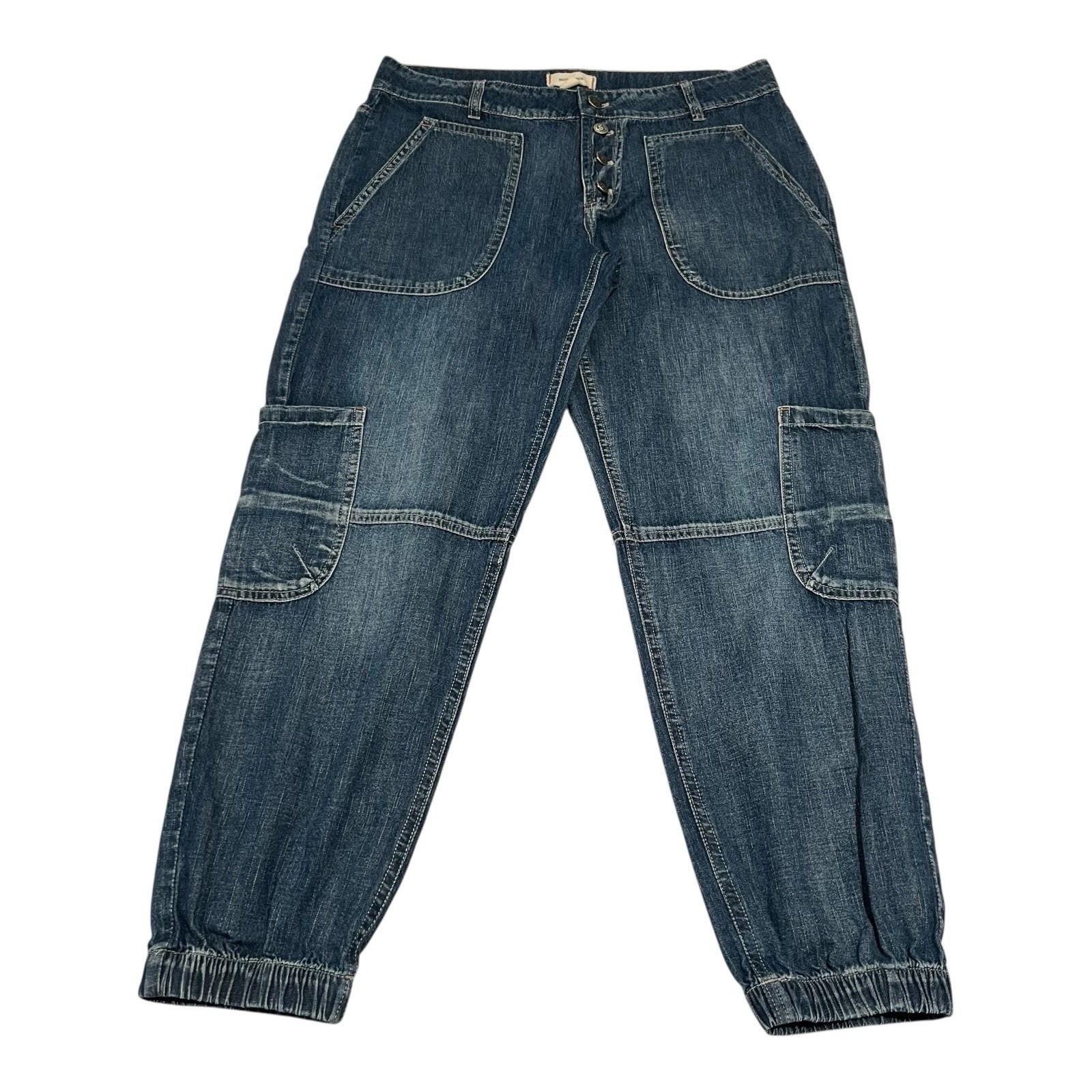 Sundance Jolienne Lightweight Denim Jean Cargo Joggers Womens Size P6 Button Fly