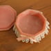 Vintage Pink Stone Trinket / Jewelry Box Rose with Ribbon Bow and Lace