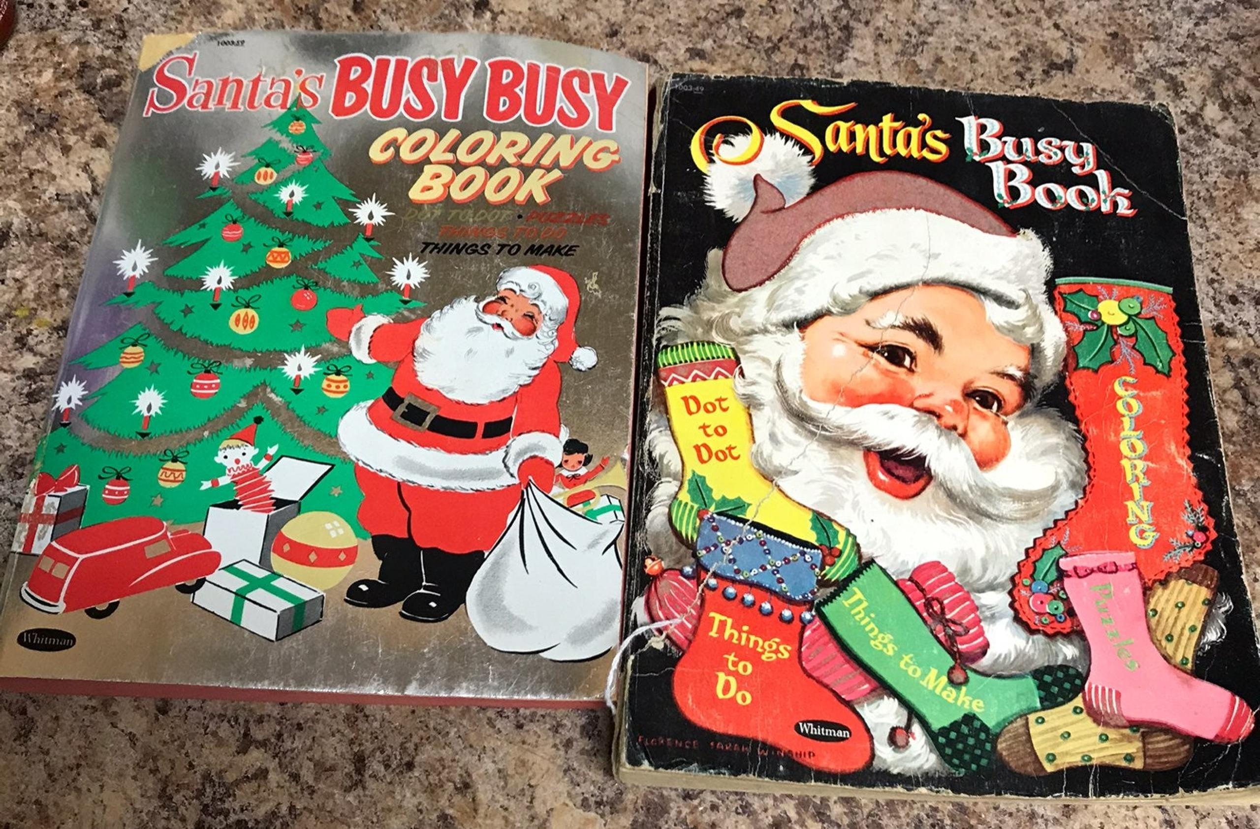 Vintage 1950's  Santa Coloring Book lot