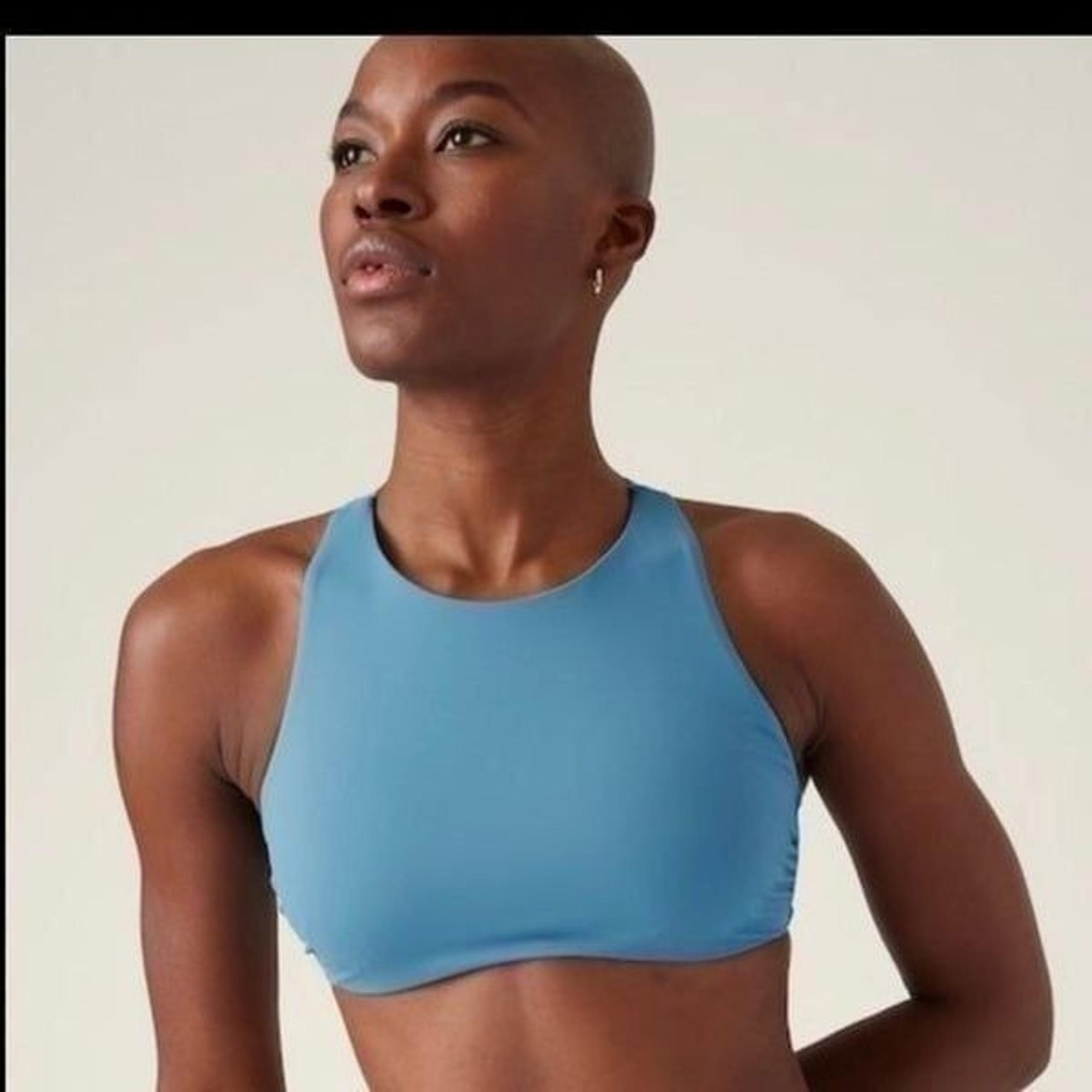 Athleta Maldives High Neck Bikini Top size 32B/C // Skylark Blue