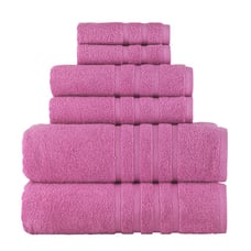 Rosyn Home Hotel Quality 100% Turkish Cotton 6 Piece Bath Towel Set Pink