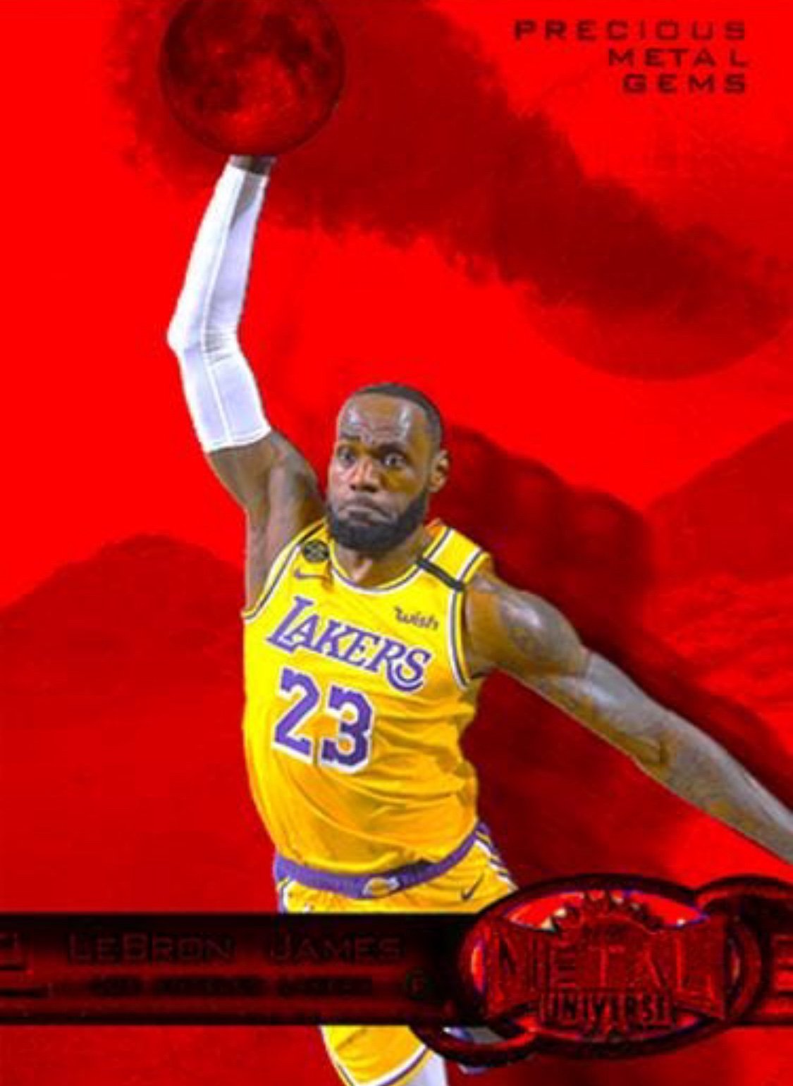 LEBRON JAMES PMG 1/1 precious metal gems red style custom made art card