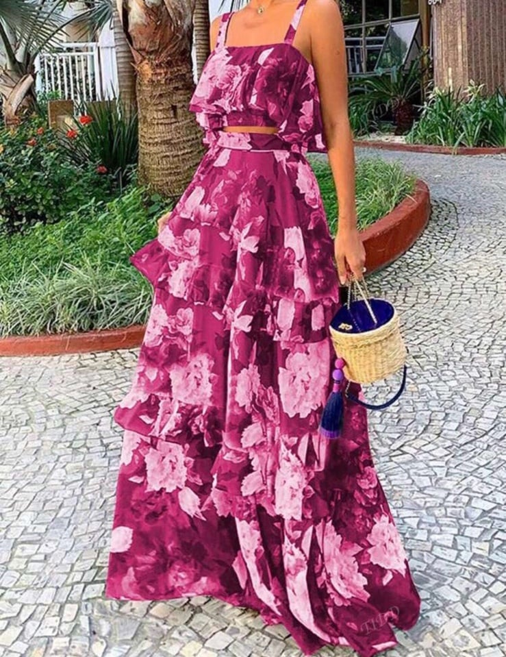 Floral top and maxi skirt