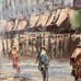 Vintage oil painting on canvas Paris street view, Unframed, Unsigned