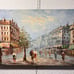 Vintage oil painting on canvas Paris street view, Unframed, Unsigned