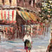 Vintage oil painting on canvas Paris street view, Unframed, Unsigned