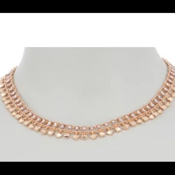 NWT Kendra Scott Oscar Necklace square stud & blush crystal 14K rose gold plated