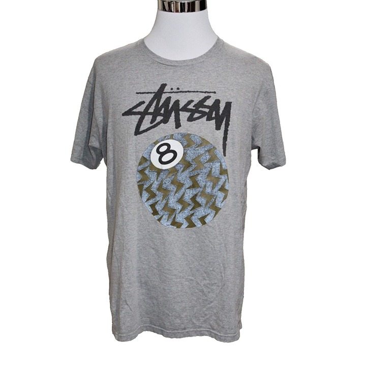 Vintage Stussy Shirt Mens L Grey 90s Remixed Classics 8 Ball Eight Skate RARE
