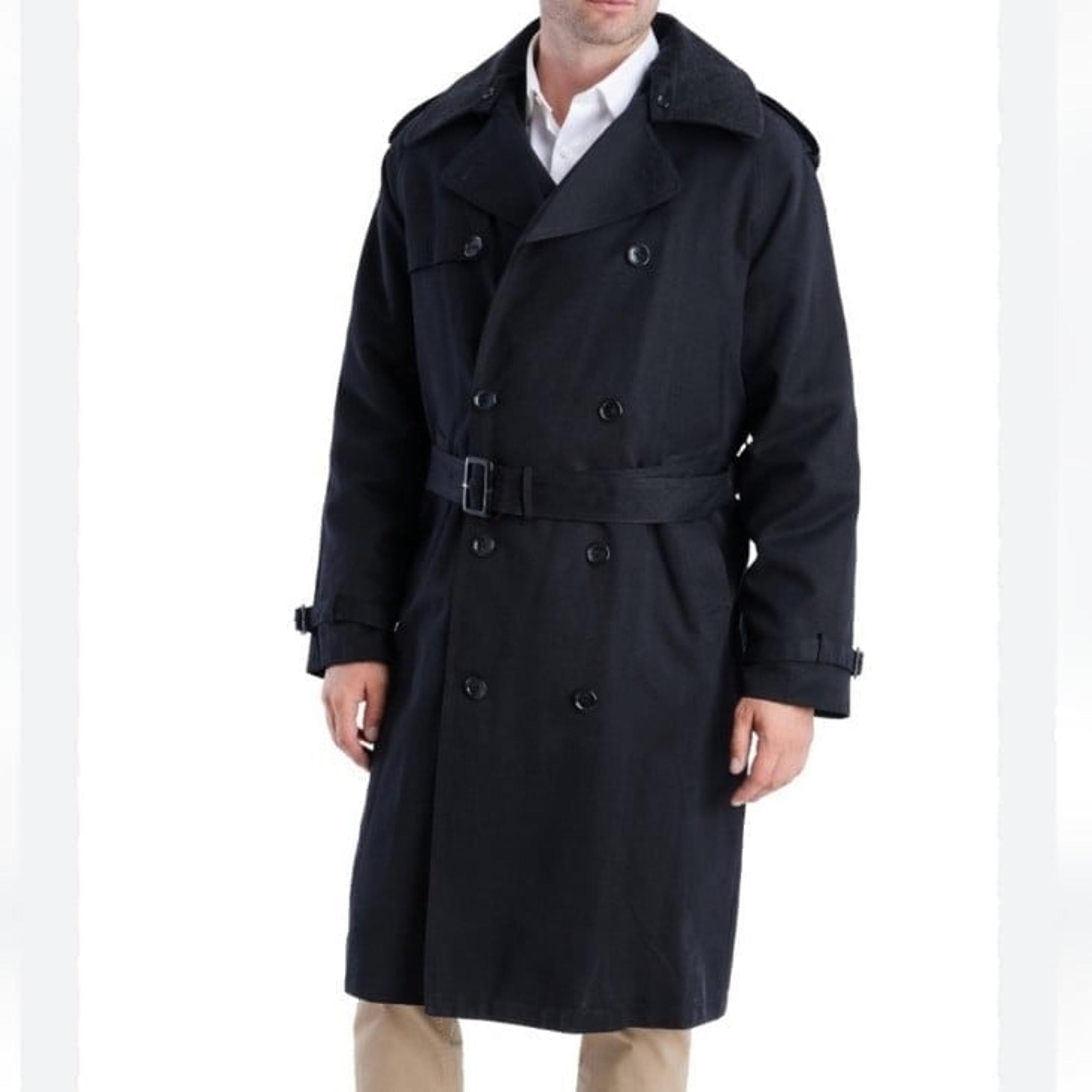London Fog Men's Black Classic Double Breasted Trench Coat  NWT