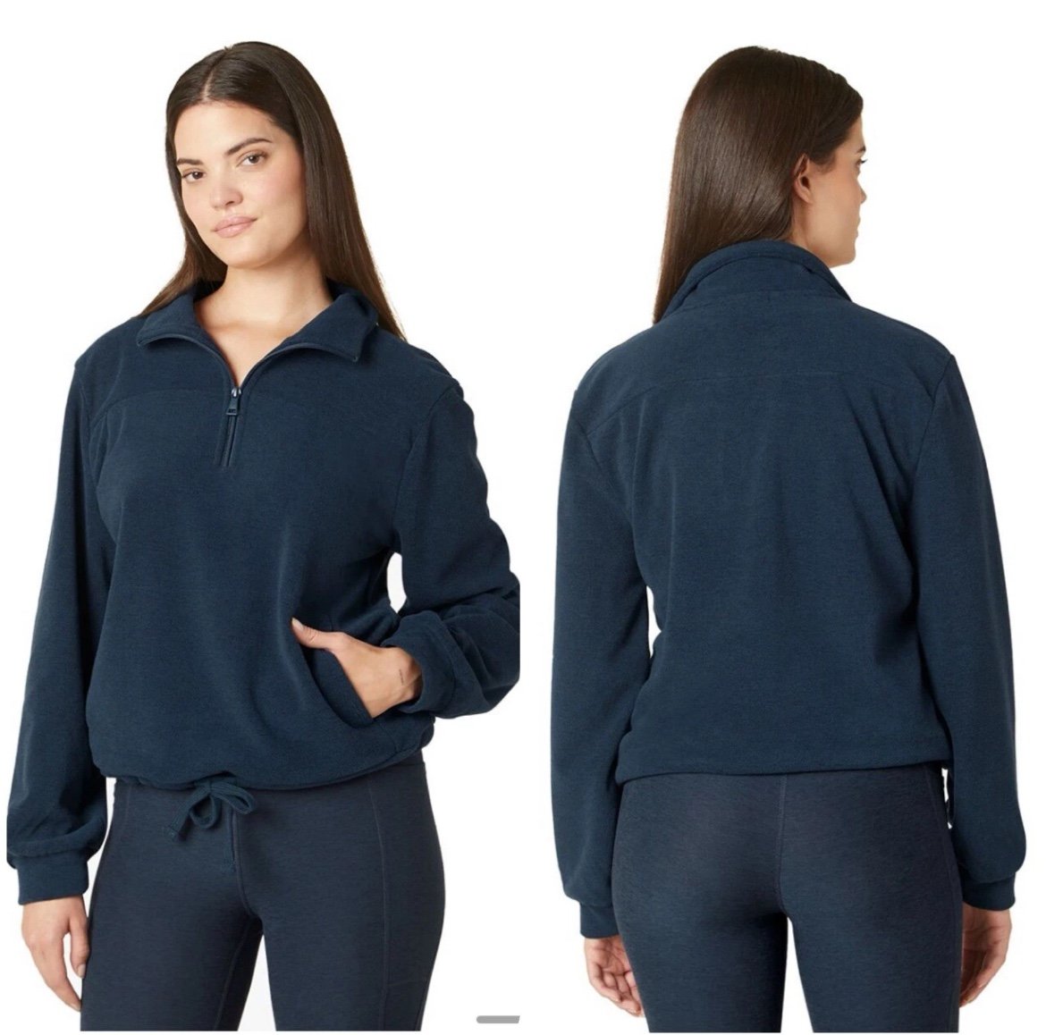 NEW Small Beyond Yoga New Terrain Pullover Nocturnal Navy Quarter Zip Sweatshirt