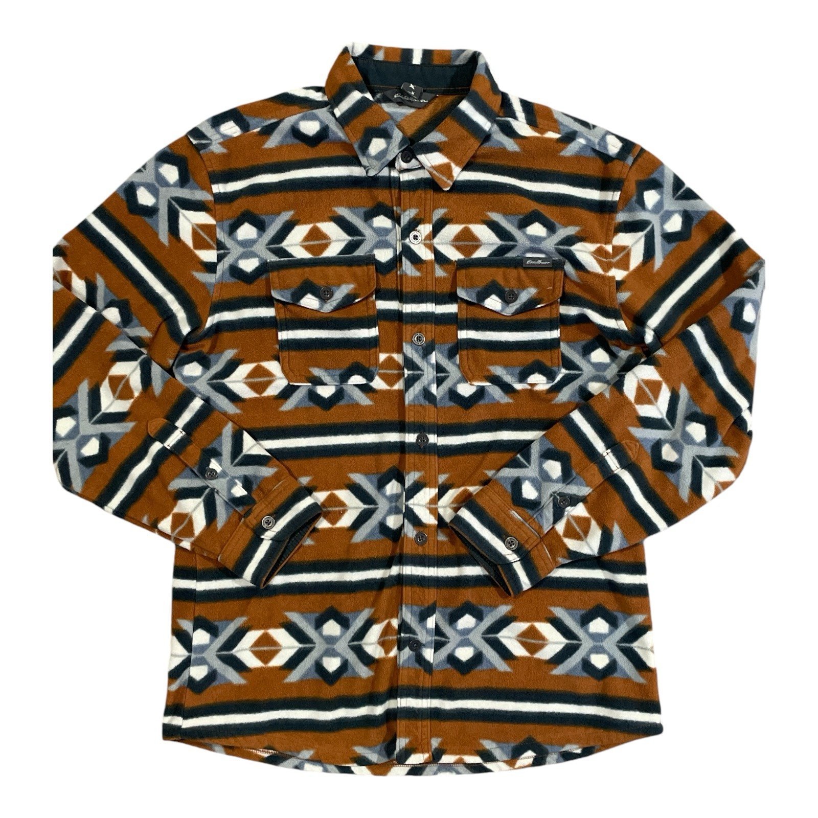 Eddie Bauer FLEECE BUTTON UP SUPER SOFT AZTEC SHIRT JACKET MENS SZ M