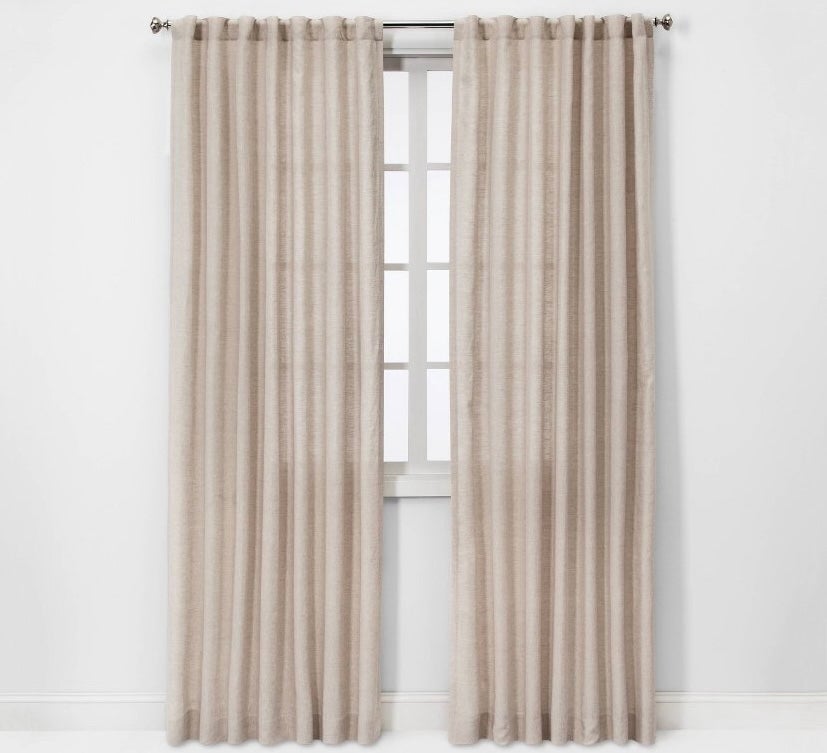 2pc Linen Window Curtain Panel Khaki - Threshold™ 54 in W x 84 in L