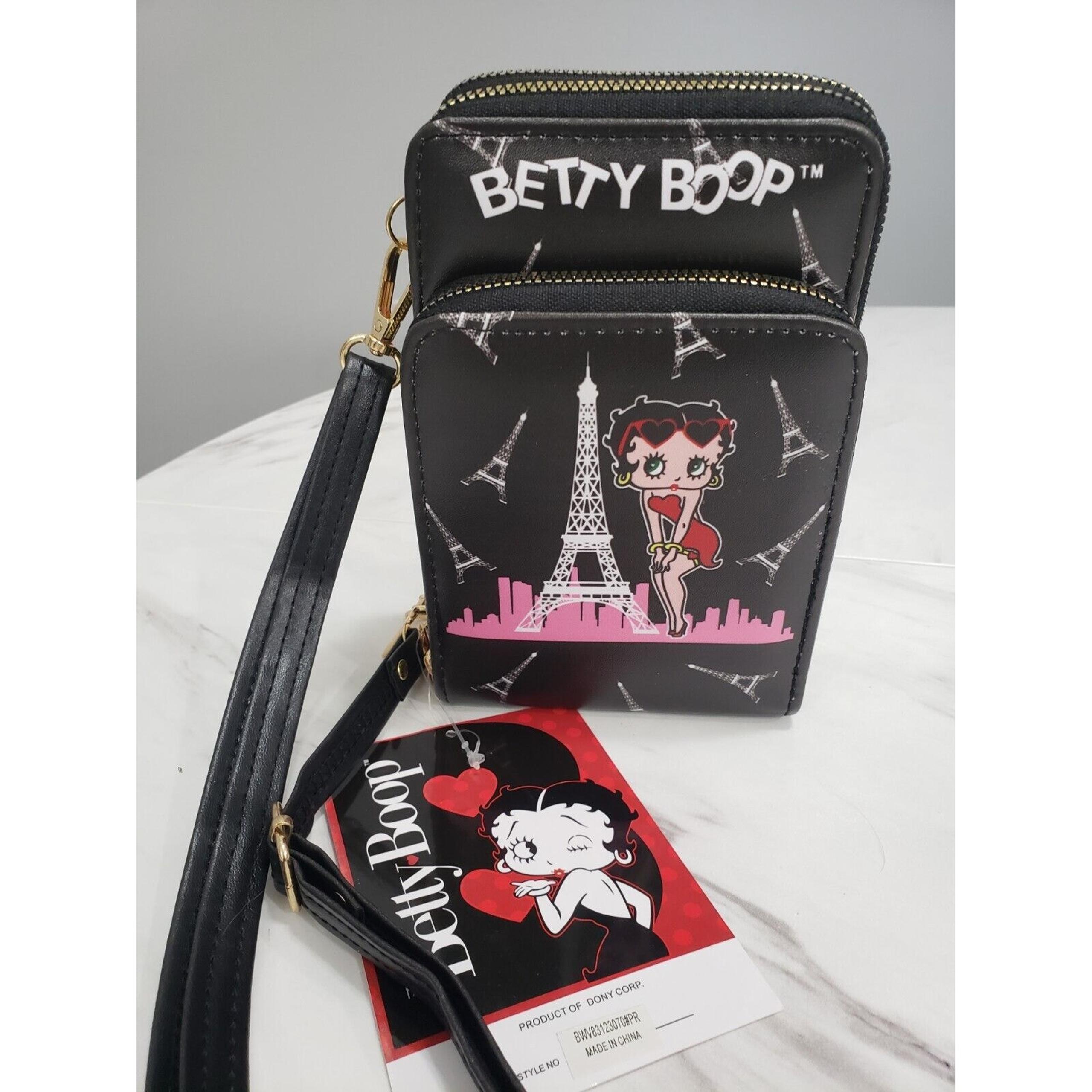 NEW Betty Boop Faux Leather Clutch Crossbody Shoulder Bag Purse PARIS TRAVEL