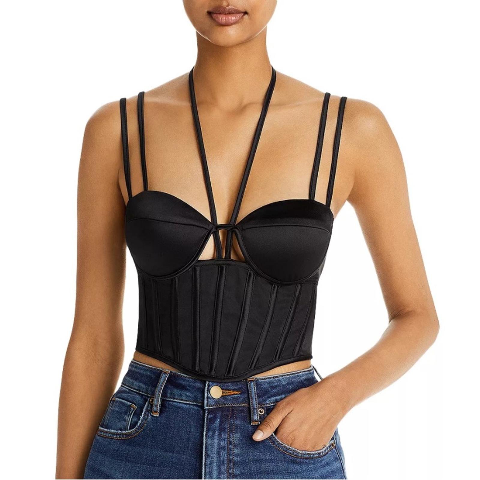 New AQUA x Maeve Reilly Halter Bustier Top, Size XS New w/Tag Retail 78