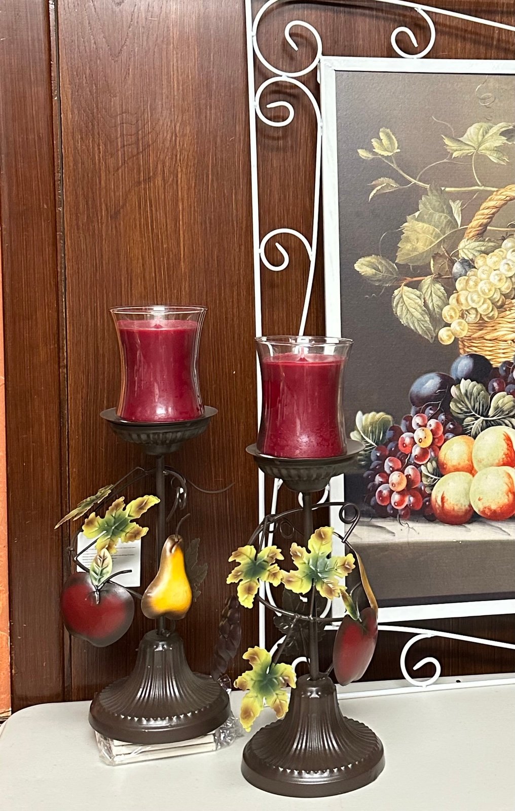Hammered metal Decorative Fruit Candle Holders - Sonoma Villa