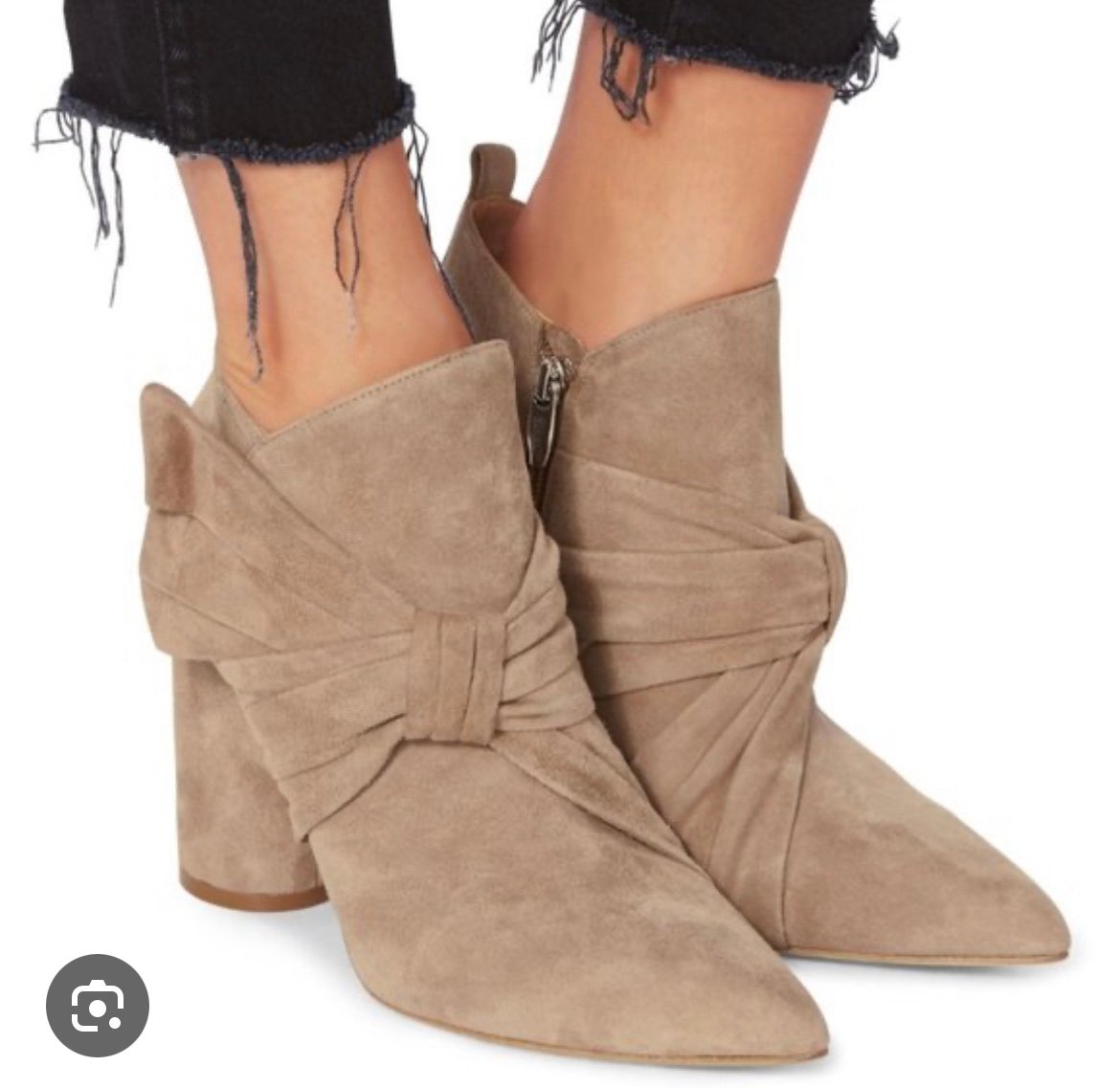 SIGERSON MORRISON Kiran Beige Suede Pointed Toe Bow Ankle Boots Booties Size 7.5