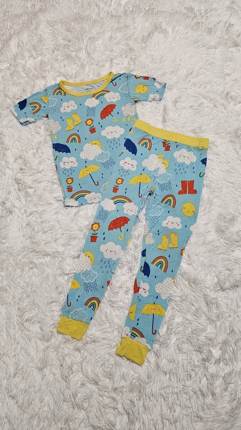 Little Sleepies SUN SHOWERS Two Piece Pajamas 4T NWOT NEW