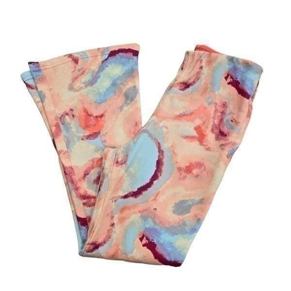 Free People Flare Pants Womens XS Multicolor Printed Mid Rise Elastic Waist