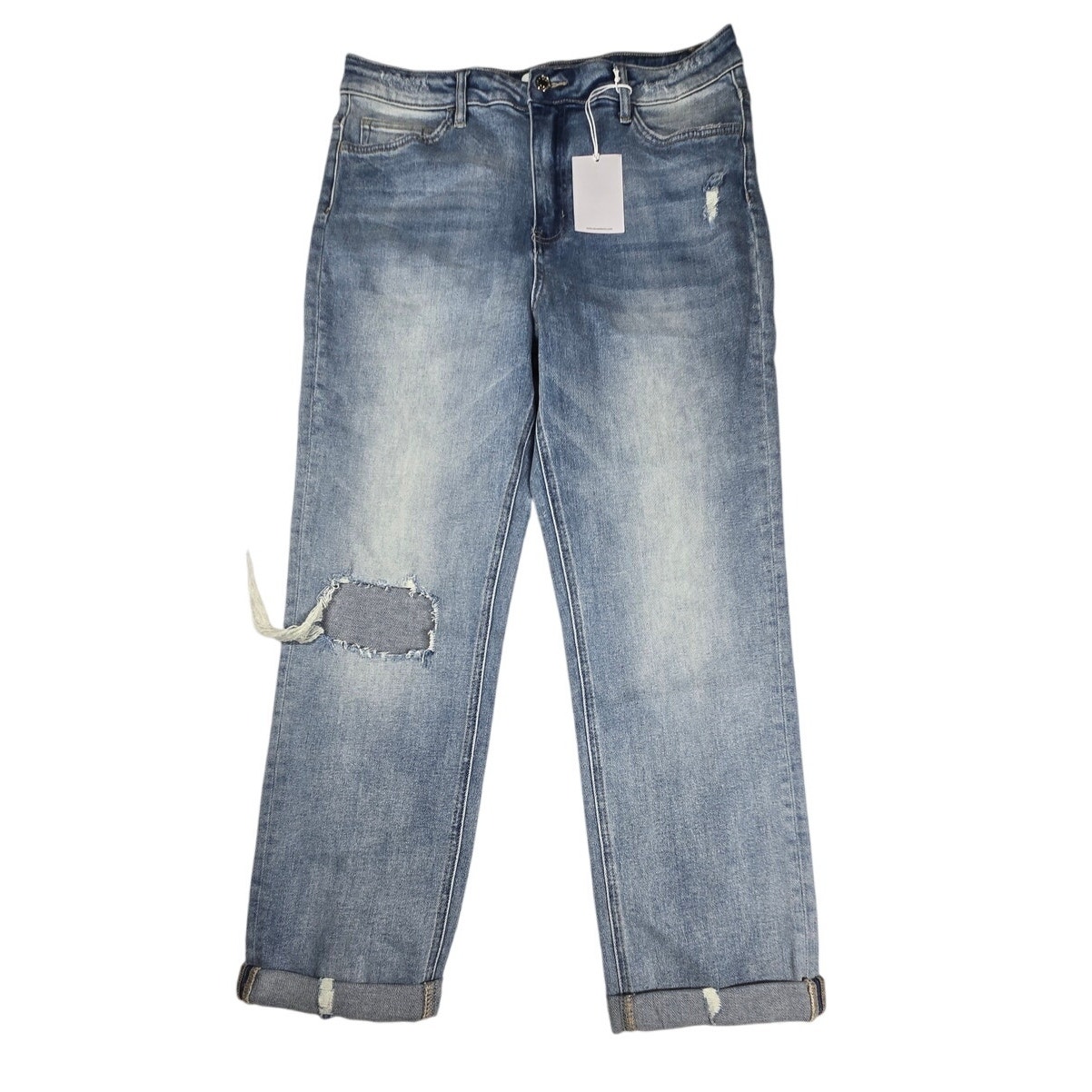 Vervet Shirley Super High Rise Stretch Slim Straight Distressed Size 32 (32x26)