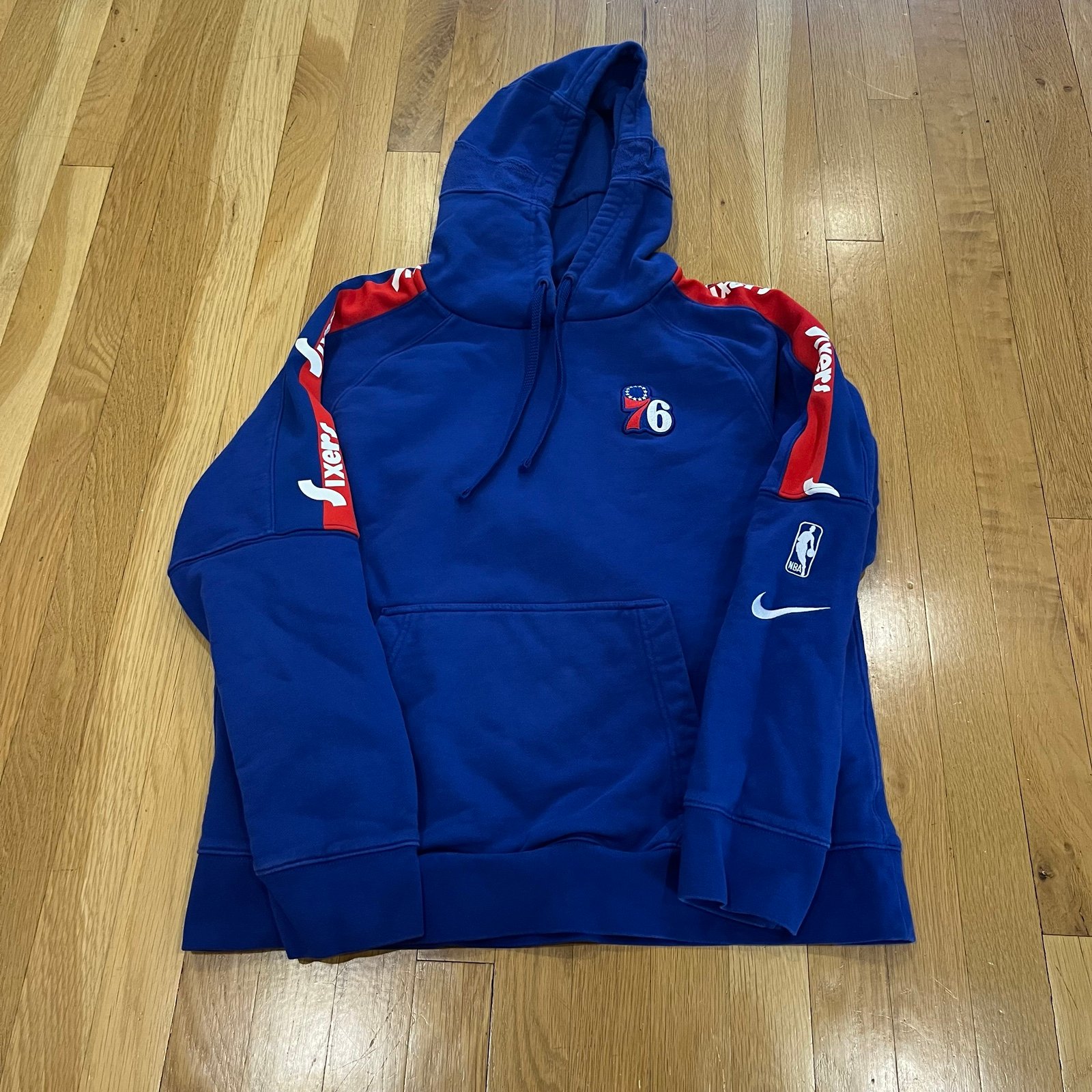 Nike Philadelphia 76ers Hardwood Classics Retro Courtside Pullover Hoodie Sz L