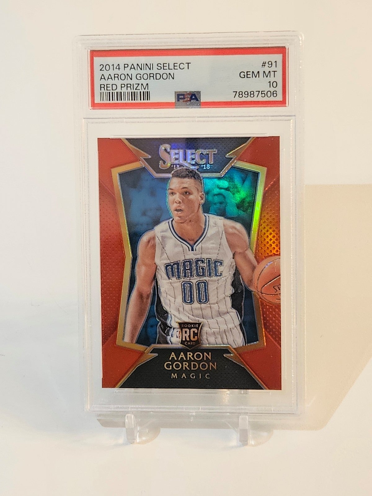 2014-15 PANINI SELECT #91 AARON GORDON RC RED PRIZM ROOKIE #/149 PSA 10