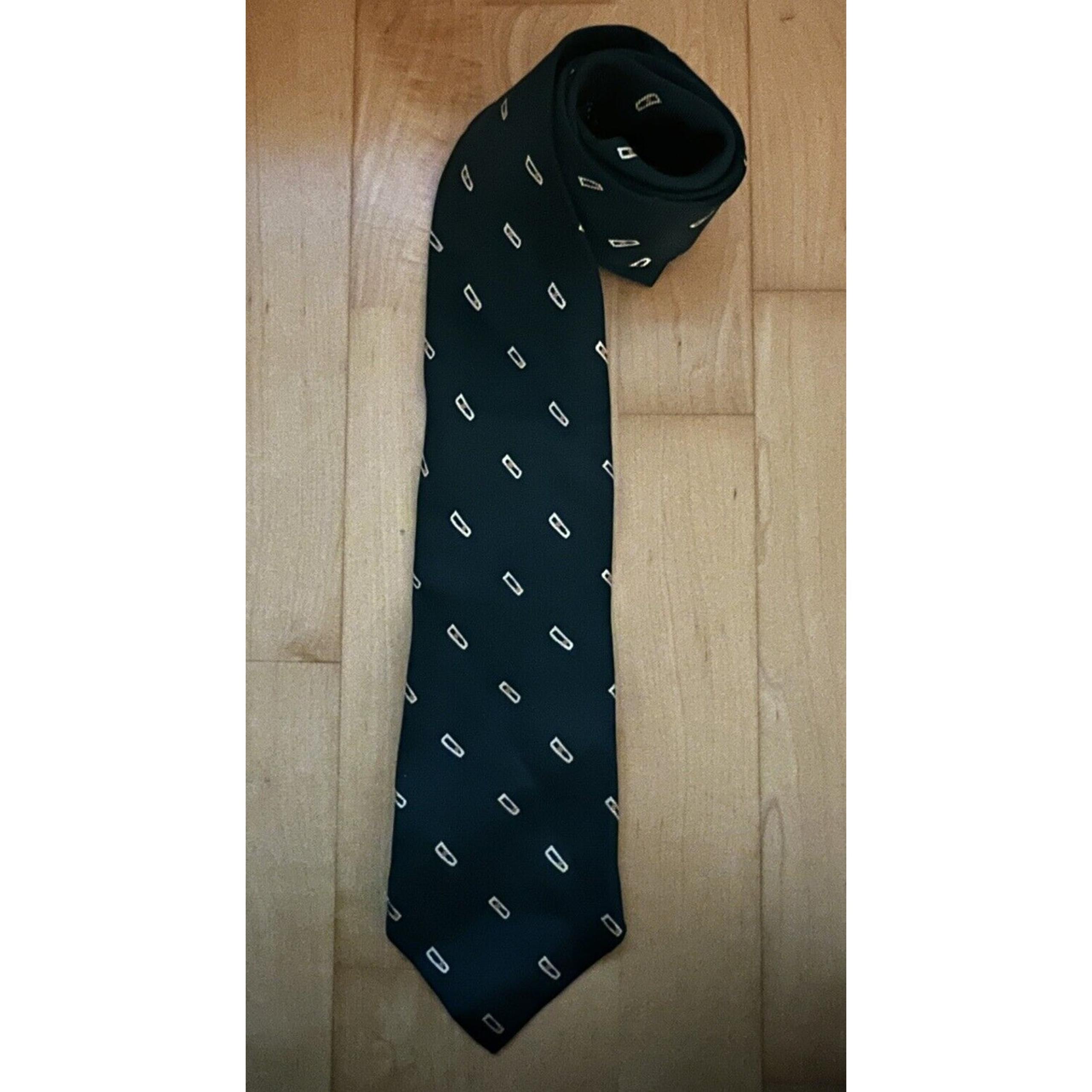 KITON Silk Necktie LUXURY Tie Green Geometric Print