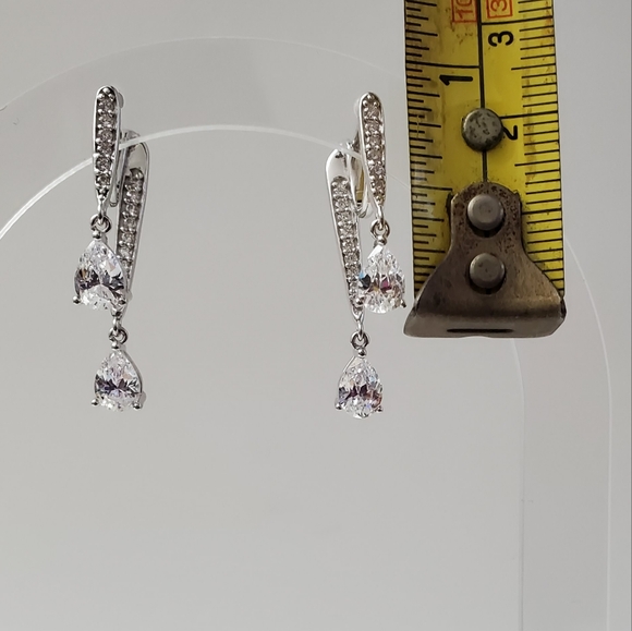 Sterling Silver 925 Illusion Hang Hoop Earrings
