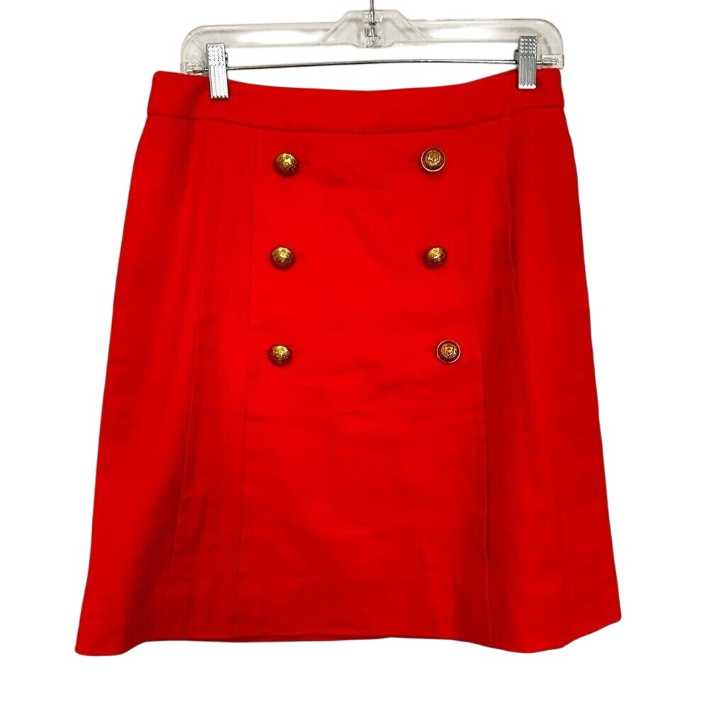 J. Crew Linen Blend Lined Mini Skirt Women's 12P Marine Orange Pockets Career