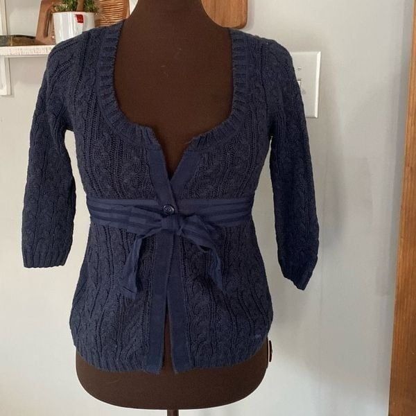 Abercrombie and Fitch babydoll belted cardigan sweater womens size medium y2k na