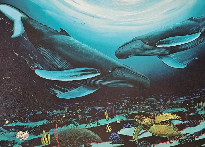 Wyland Humpback Dance Whales HAND SIGNED NUMBERED ocean art print on canvas NEW