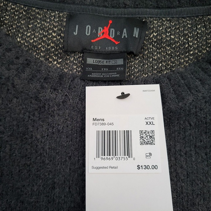 【U LAN】Finn Reversible Crop Flight Jumper Jordan Flight Heritage Crop Knit Fuzzy Jumper FD7389-045 Off