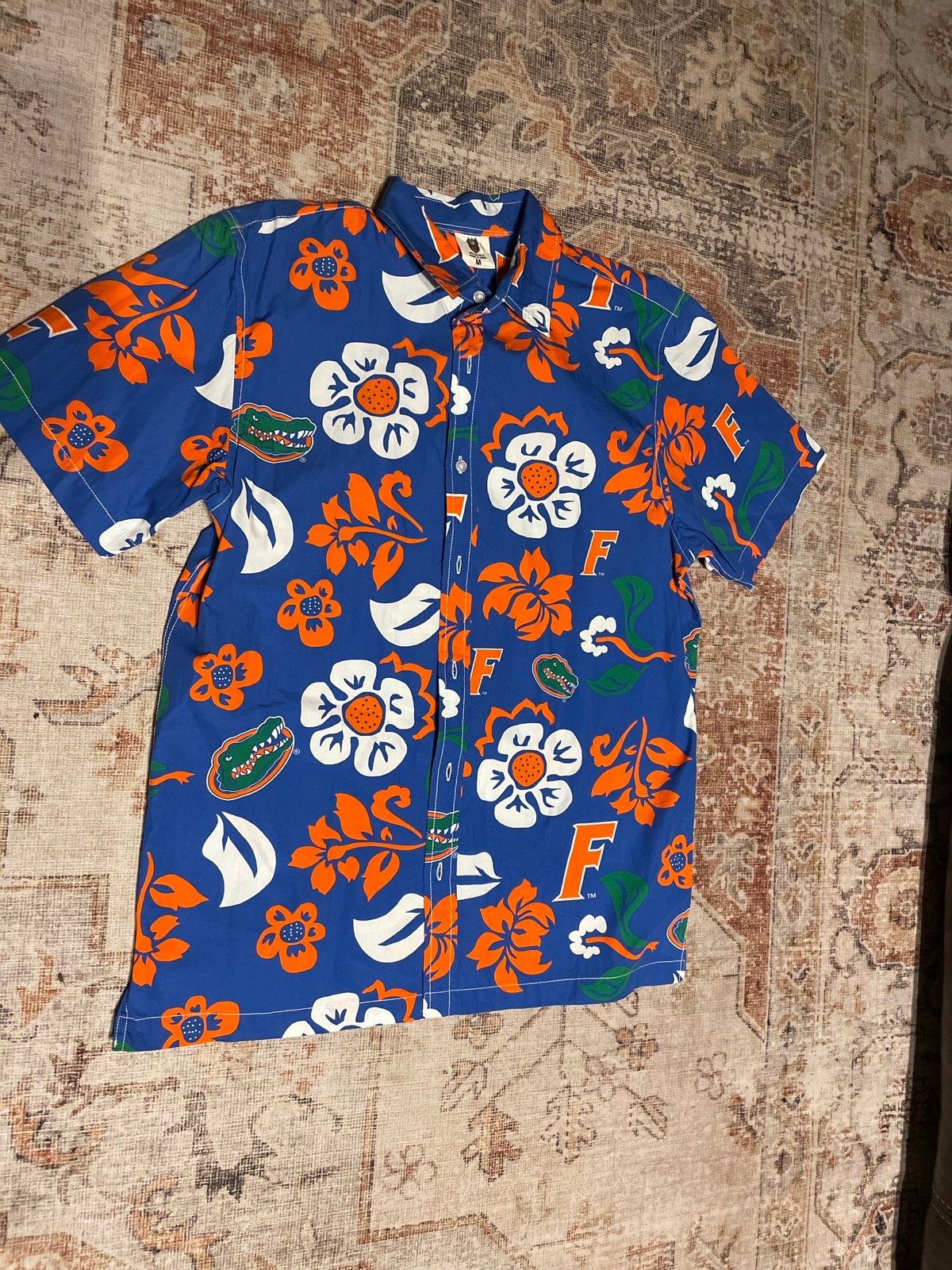 Men's Wes & Willy Royal Florida Gators Hawaiian Button-Up Shirt M