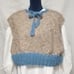 Sleeveless Knit Vest with Ribbon, Beige and Light Blue, Natural Handmade