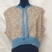 Sleeveless Knit Vest with Ribbon, Beige and Light Blue, Natural Handmade