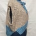 Sleeveless Knit Vest with Ribbon, Beige and Light Blue, Natural Handmade