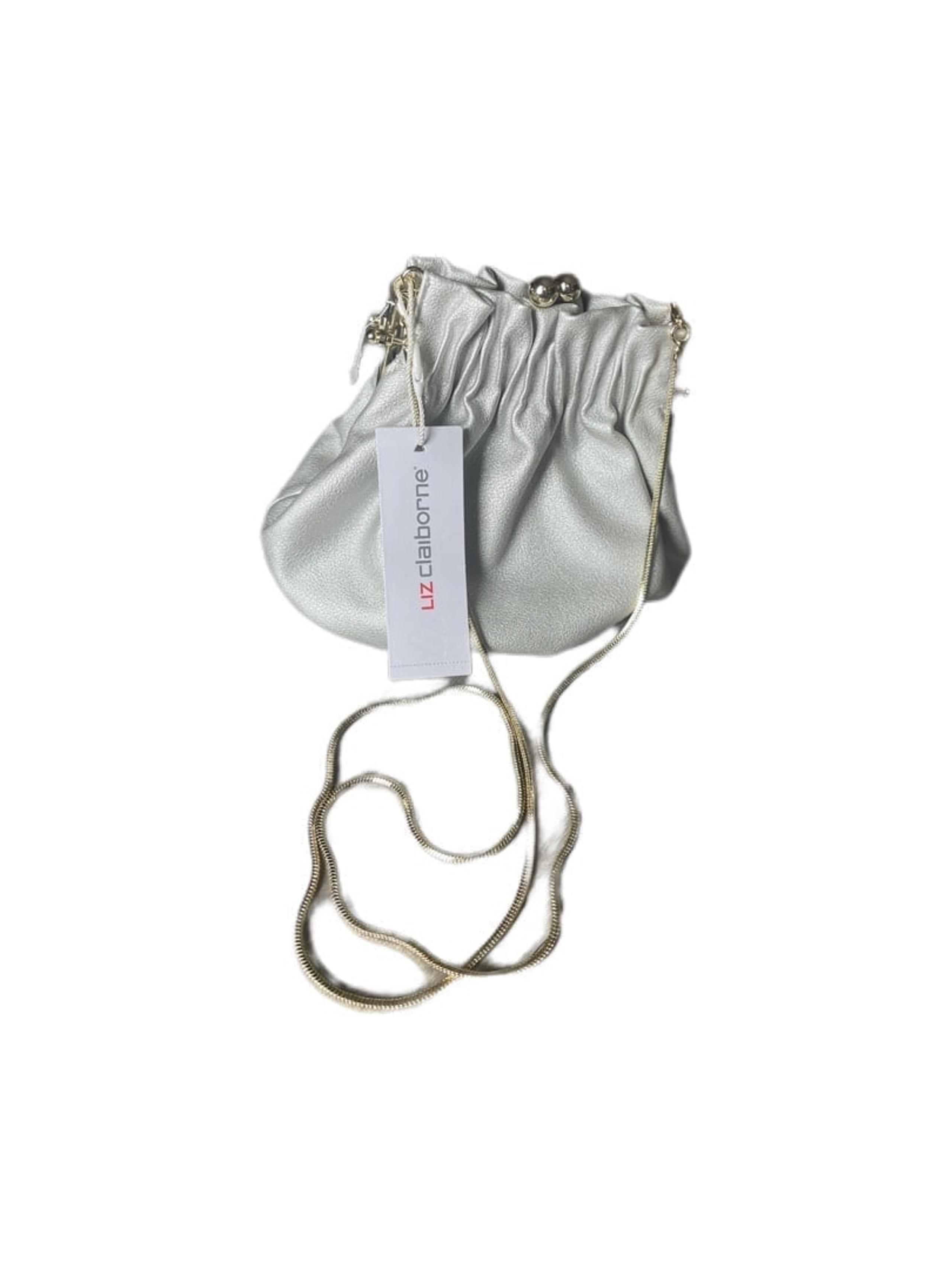 Liz Claiborne Women’s Crossbody Silver Purse with Gold Chain