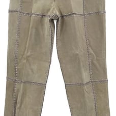 S.M.H. Vintage Suede Leather and Knitted Patchwork Pants Size 12 (8) Tan