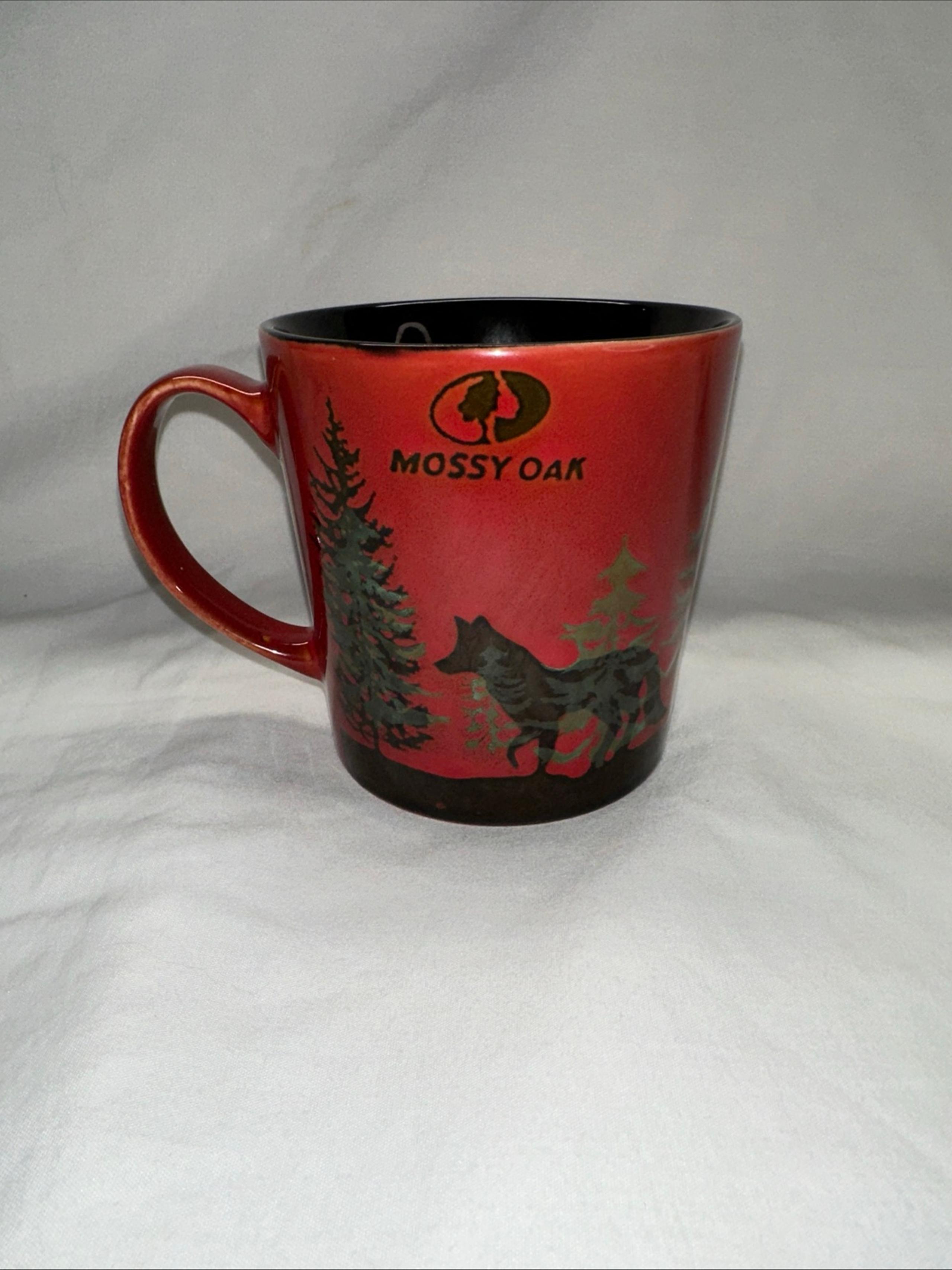 Mossy Oak Ceramic Coffee Tea Mug Cup Black Wolf Woods 16oz Red
