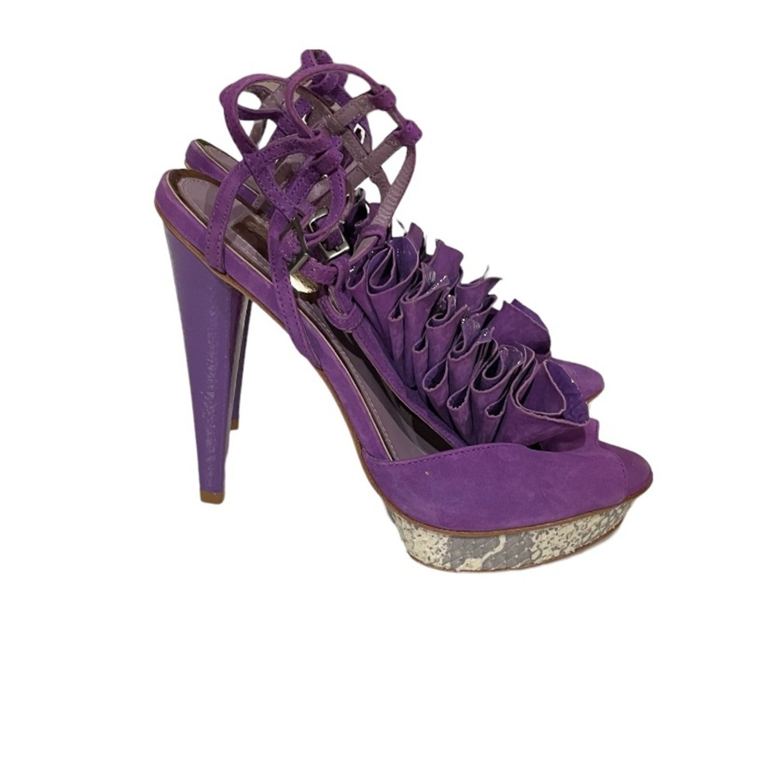 Topshop Boutique Passion Purple Ruffle Platform Heels Size 38