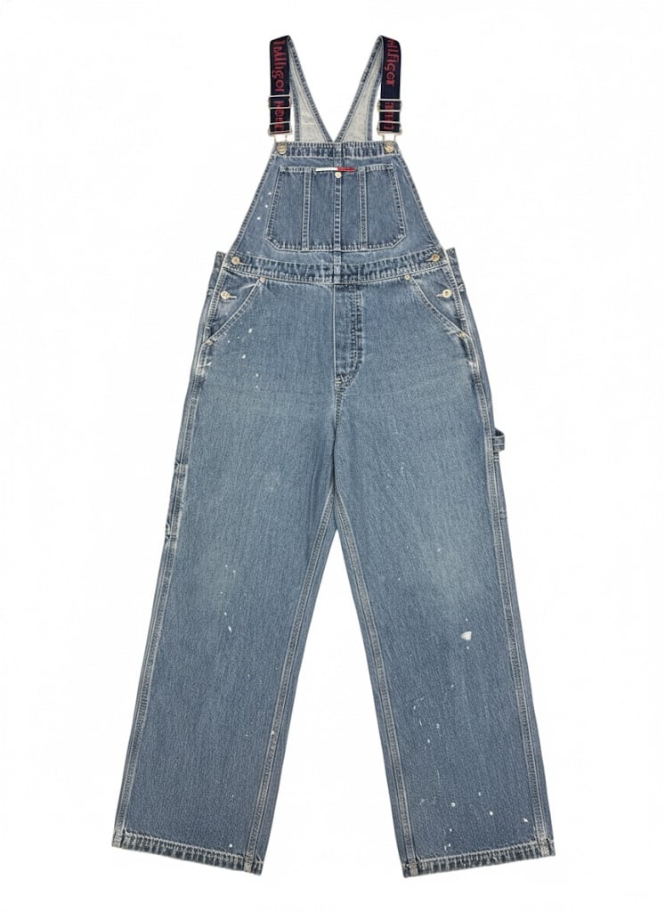 Rare Vintage 90’s Tommy Hilfiger Overalls - Artistic Paint Splatter Size Medium