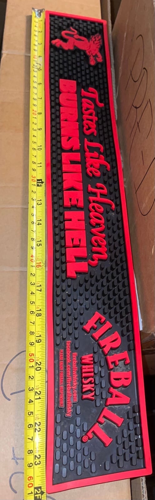 Tastes Like Heaven, Burns Like Hell Fireball Whisky Rubber Bar Mat 24’