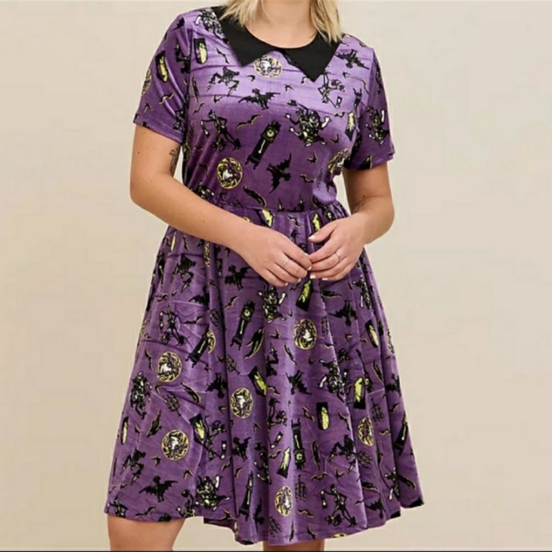 Torrid Disney Purple Velvet Haunted Mansion Spooky Halloween Dress 3X