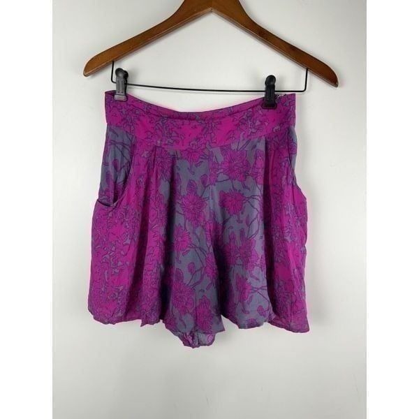 Free People Sz 4 Floral Sheila High Rise Culotte Skirt Skort Vivid Purple