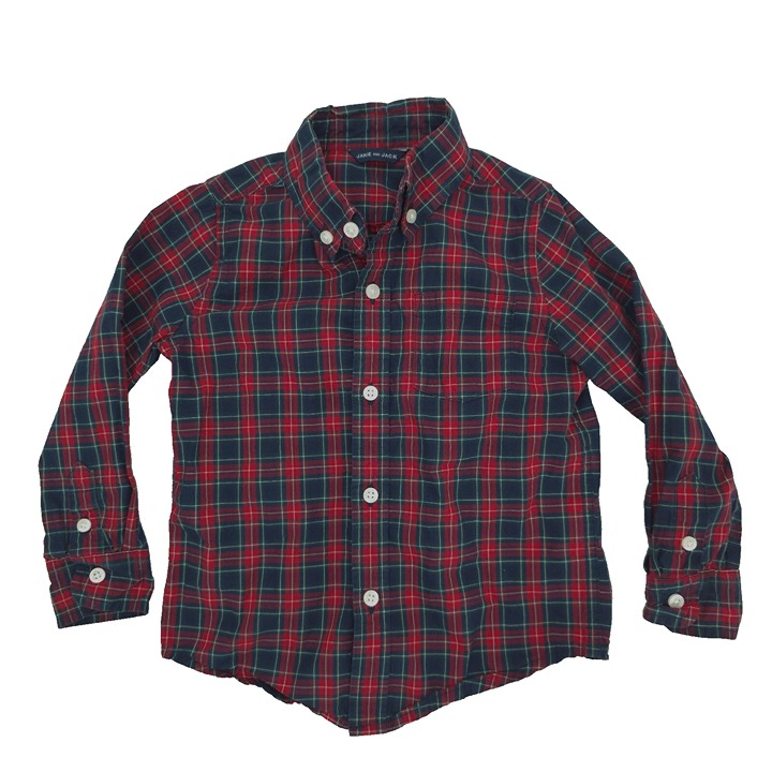 Janie and Jack Button Shirt Toddler Boys 2T Multicolor Long Sleeve Plaid Cotton