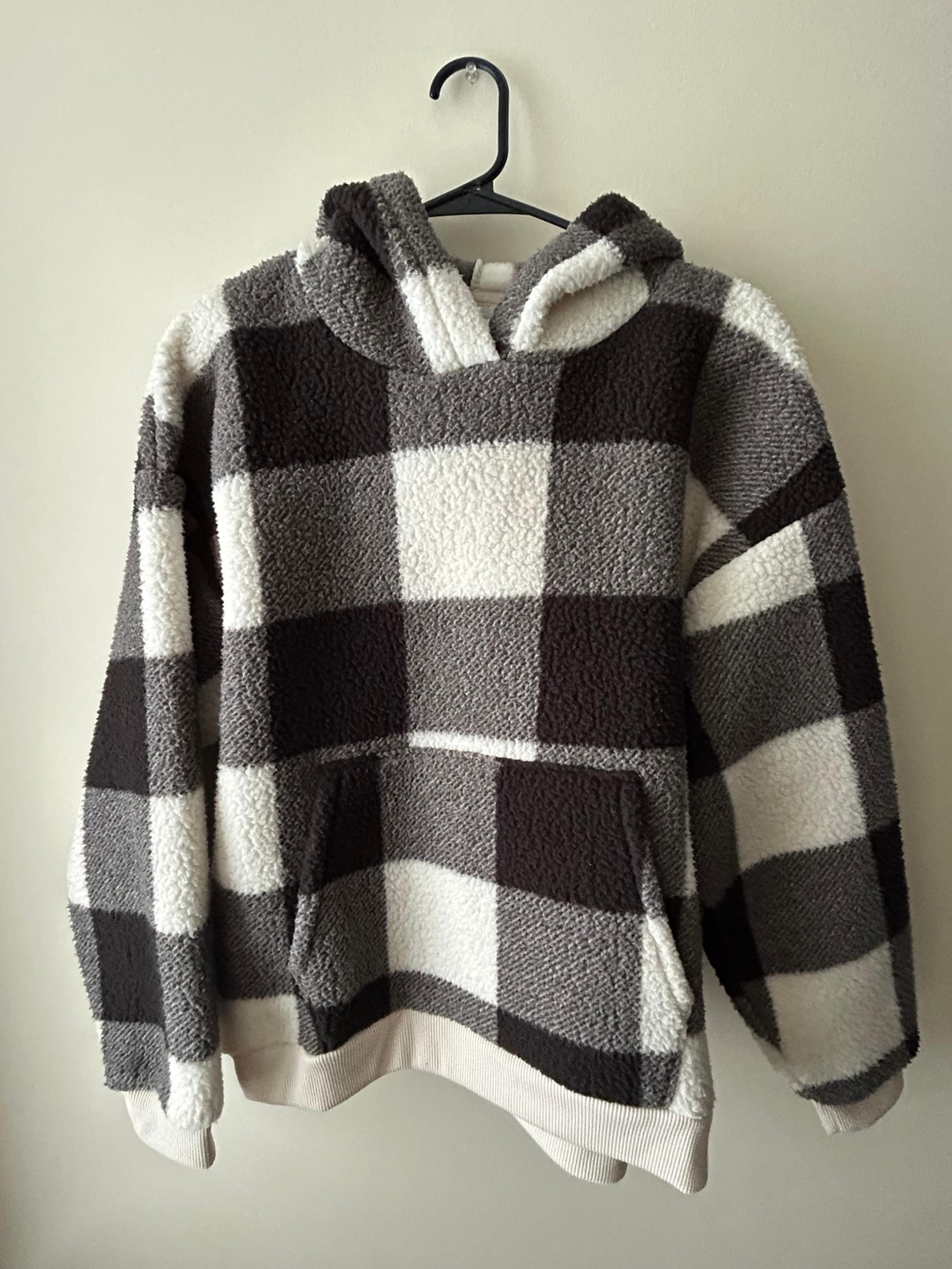 American Eagle Plaid Flannel Sweatshirt Hoodie Womens Warm Size M
