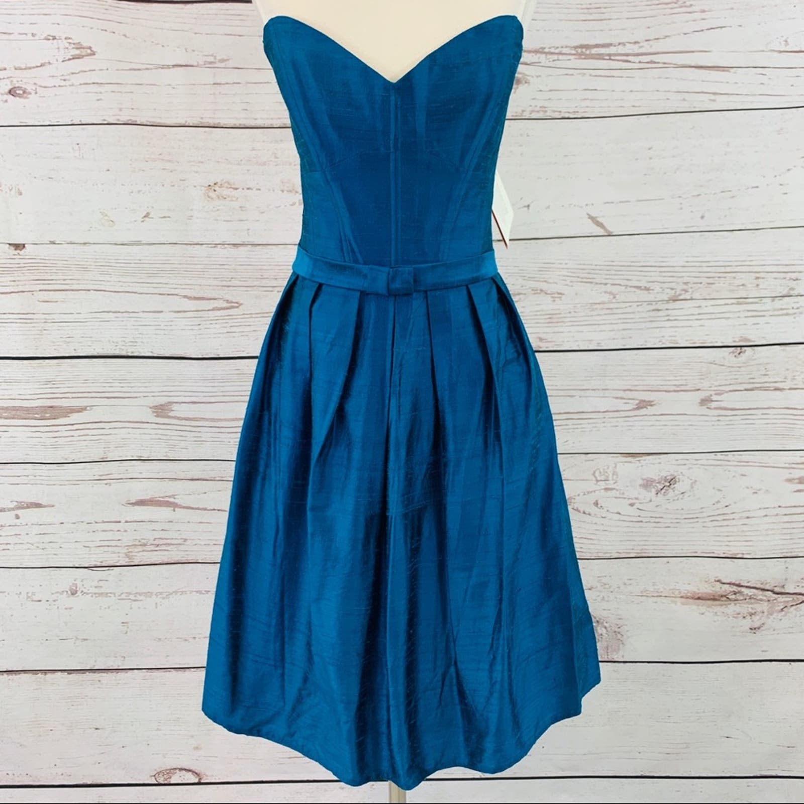 Watters & Watters blue silk strapless